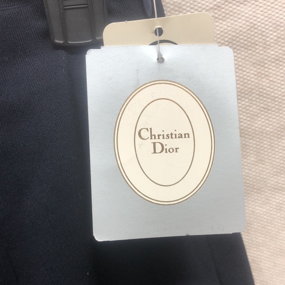 Vintage Christian Dior, kickpleat skirt, navy blue wool with satin lining- L - Picture 2 of 7